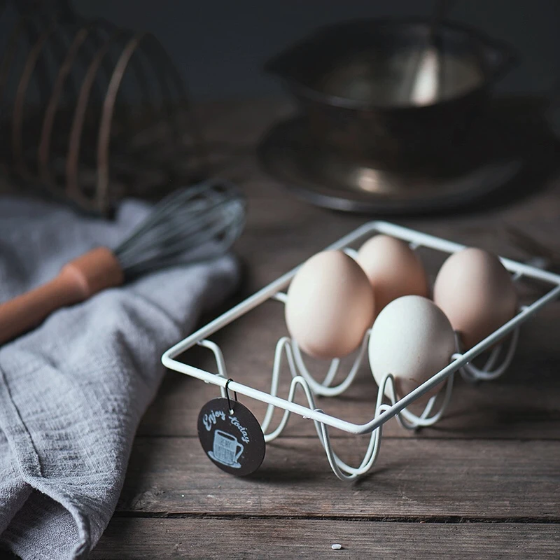 

Ahunderjiaz-Vintage Metal Egg Storage Rack, Retro Small Ornaments, Photography Props, Kitchen Bar Shelf, Home Decoration