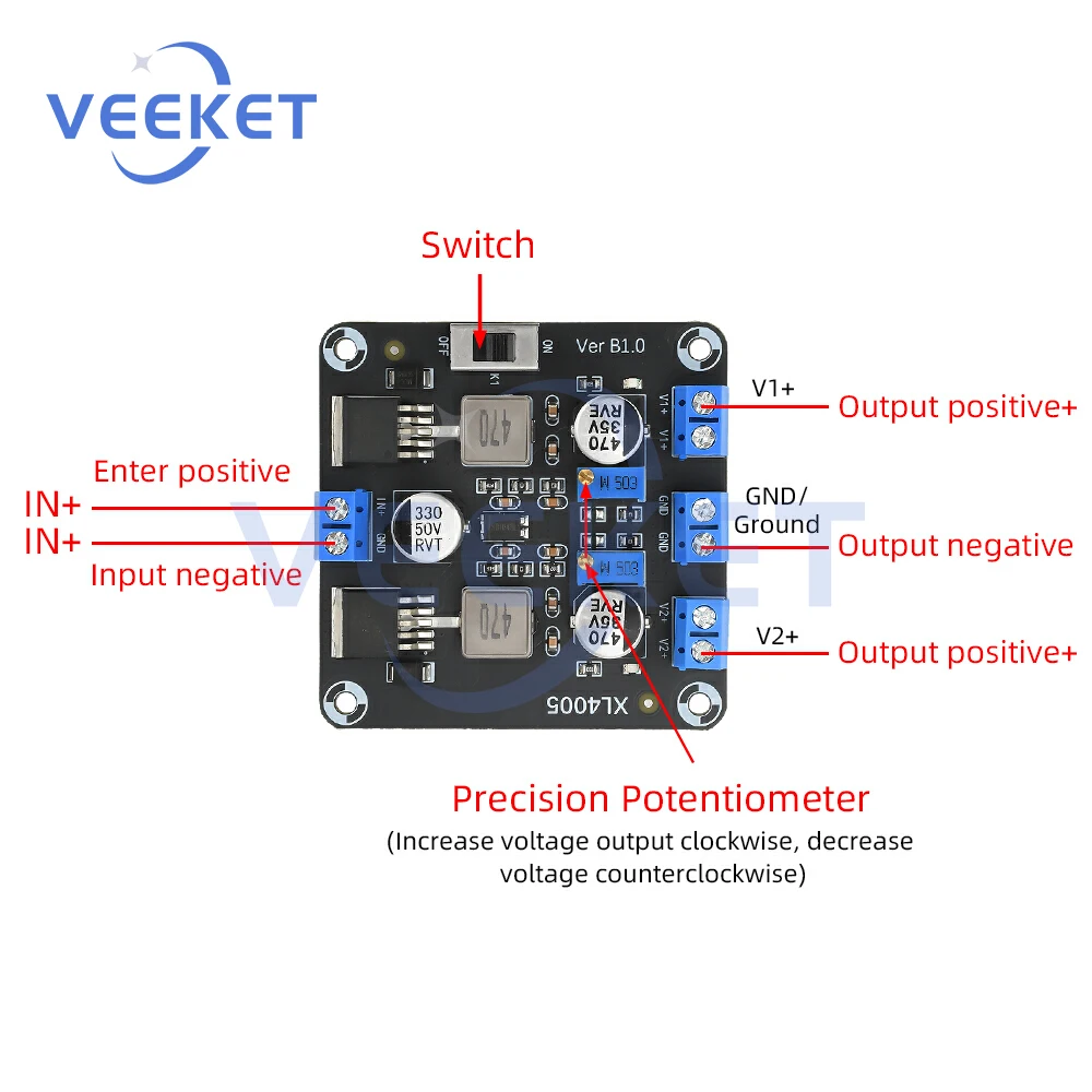 DC-DC 5–32 V bis 0,8–30 V Step-Down-Board, einstellbares Modul, Batterieladegerät, einstellbares Konstantstrom-Modul, Schaltnetzteil
