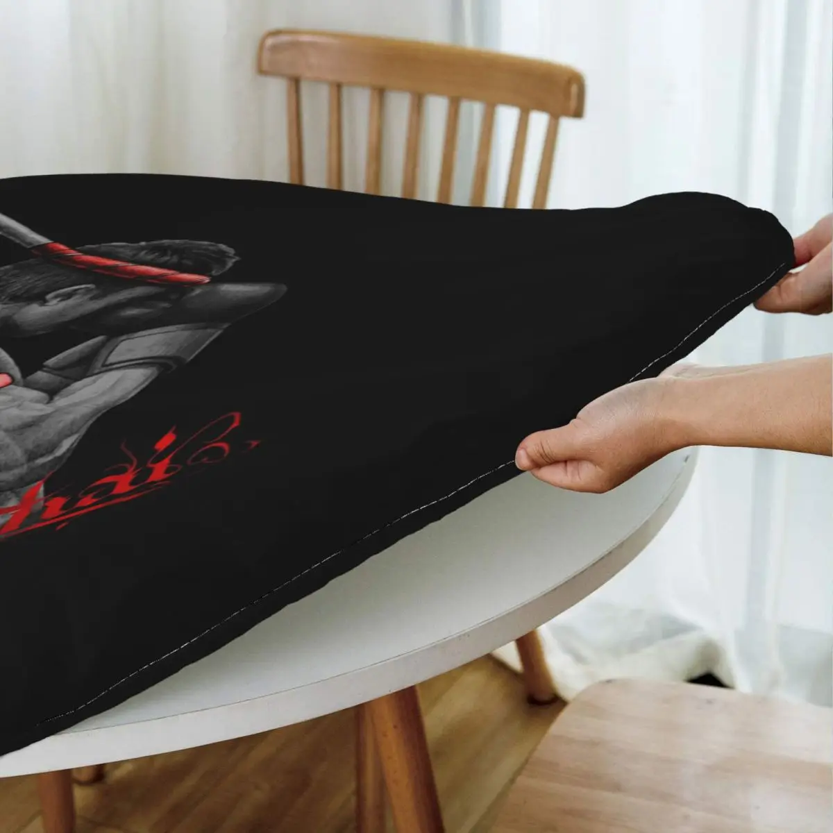 Muay Thai Boxing Fighter Waterproof Round Tablecloth Oilproof Table Cloth for Kitchen Events Dining Table Cover