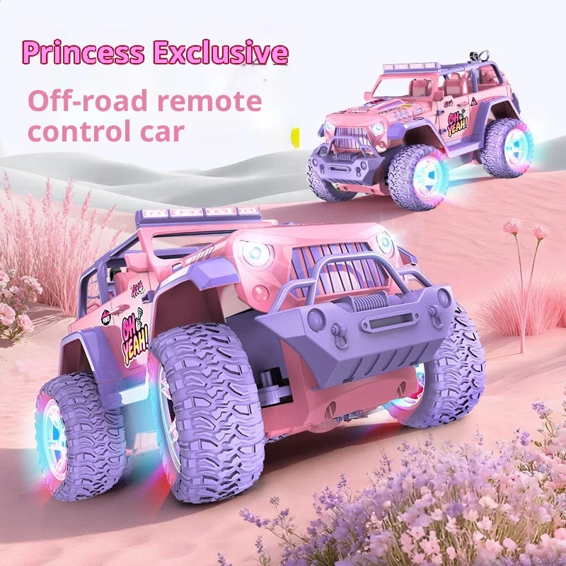 الوردي 2.4G التحكم عن بعد رذاذ RC Monster Truck 1:16 لعبة مقياس للفتيات هدية مثالية الشحن السريع #3