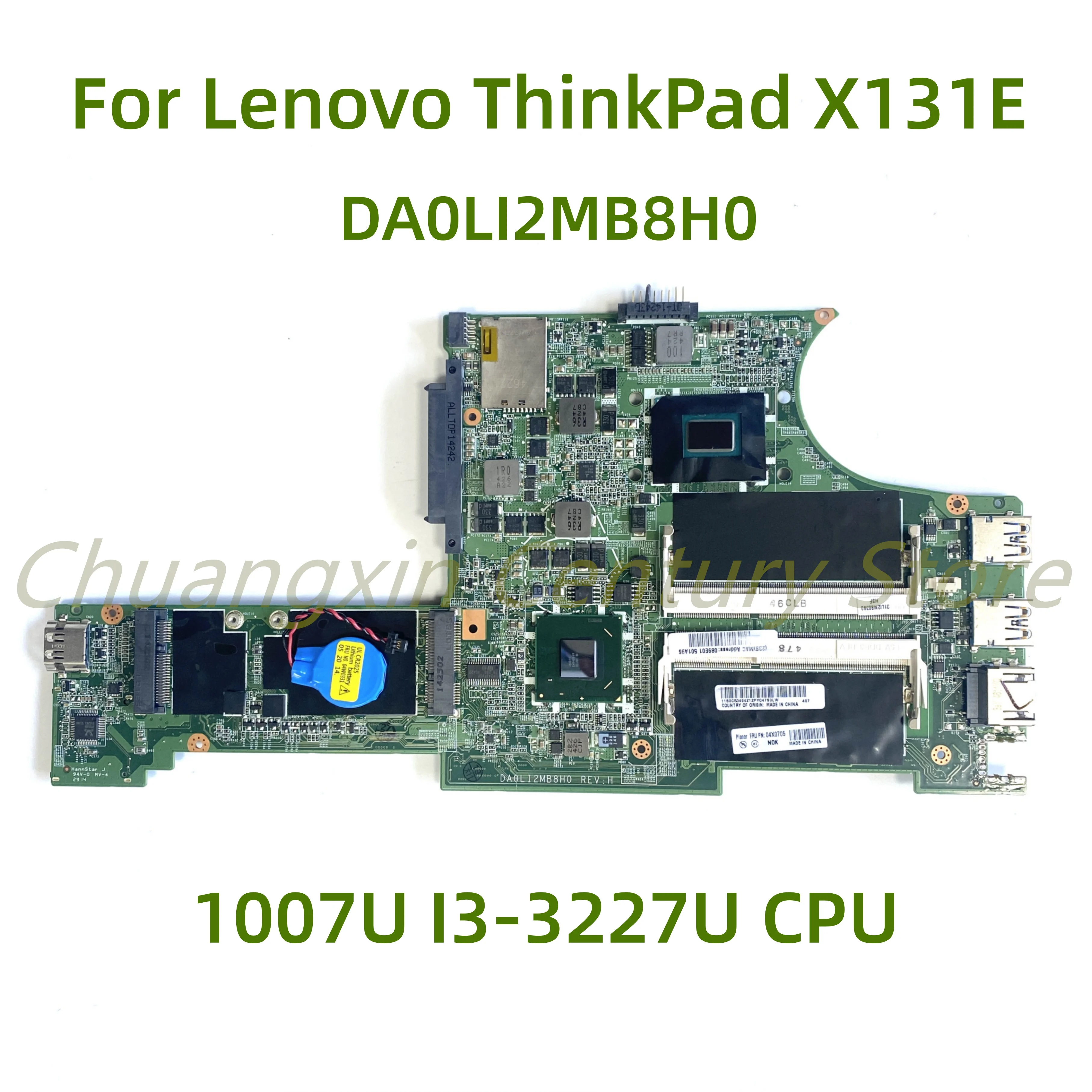 Suitable for Lenovo ThinkPad X131E laptop motherboard DA0LI2MB8H0 with 1007U I3-3227U CPU 100% Tested Fully Work