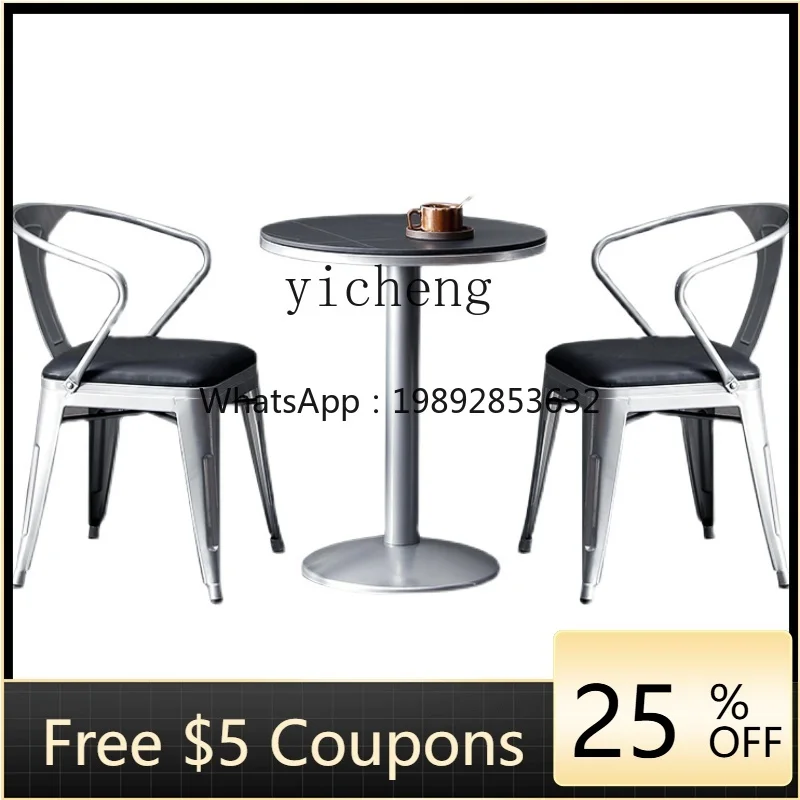 

ZZ ZK Industrial Style Iron Dining Chair Leisure Chair Cafe Restaurant Bar Dining Table and Chair