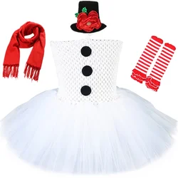 Snowman Costume for Girls Christmas Tutu Dress White Olaf Dress Up Clothes Toddler Kids Halloween Holiday Xmas Party Tulle Dress