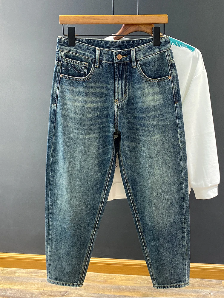 

Высококачественные мужские джинсы в американском стиле ретро, свободные повседневные длинные брюки Харлан, осень 2023, модная молодежная одежда, универсальная классическая одежда