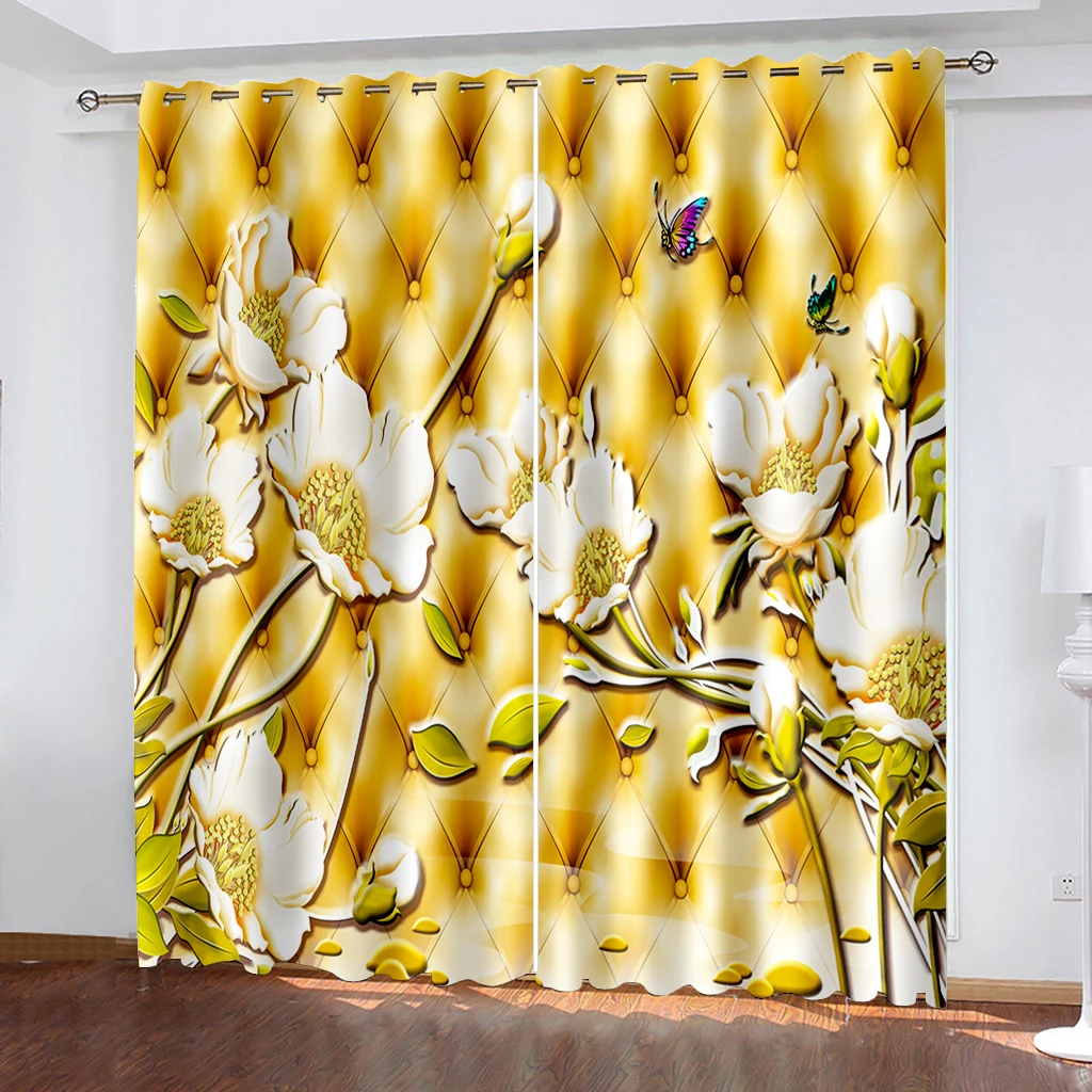 

Custom gold soft curtains Blackout 3D Curtains For Living Room office Bedroom soundproof windproof curtains