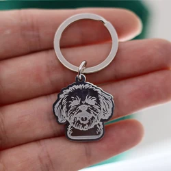 Kawaii Maltese Dog No Fade Stainless Steel Charms Trendy Keychain for Men Women Kids Gifts Jewelry Keyring Deco Supplies