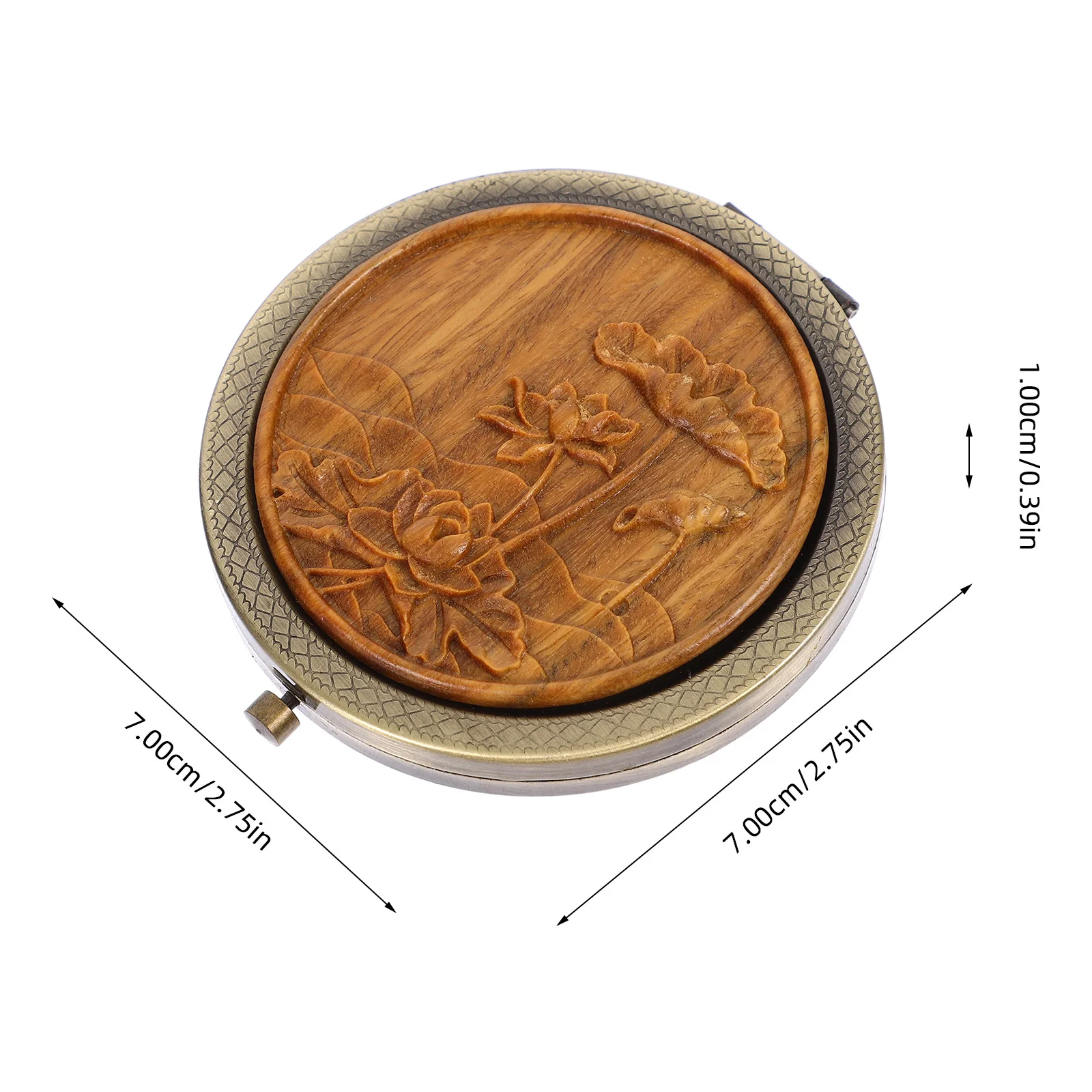 1 Uds. Espejo de maquillaje redondo pequeño de doble cara de estilo antiguo chino portátil diseño elegante uso de viaje regalo para mujeres