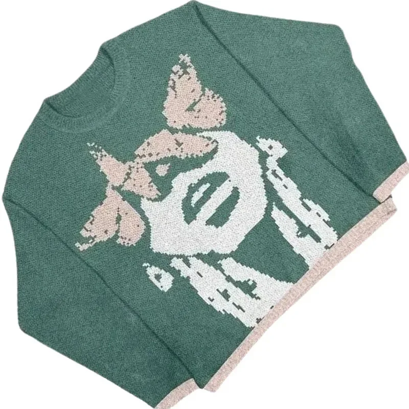 2025 Caldo ritratto gotico stampato felpa con cappuccio maglione invernale maglione lavorato a maglia maglione allentato Hip Hop High Street