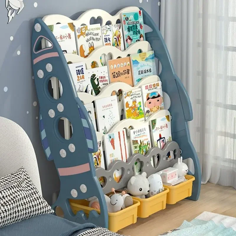 Children's Baby Bookshelf - Picture Book Storage, Toddler Floor Plastic Rack, Simple Kindergarten Bookcase, Kids Organizer