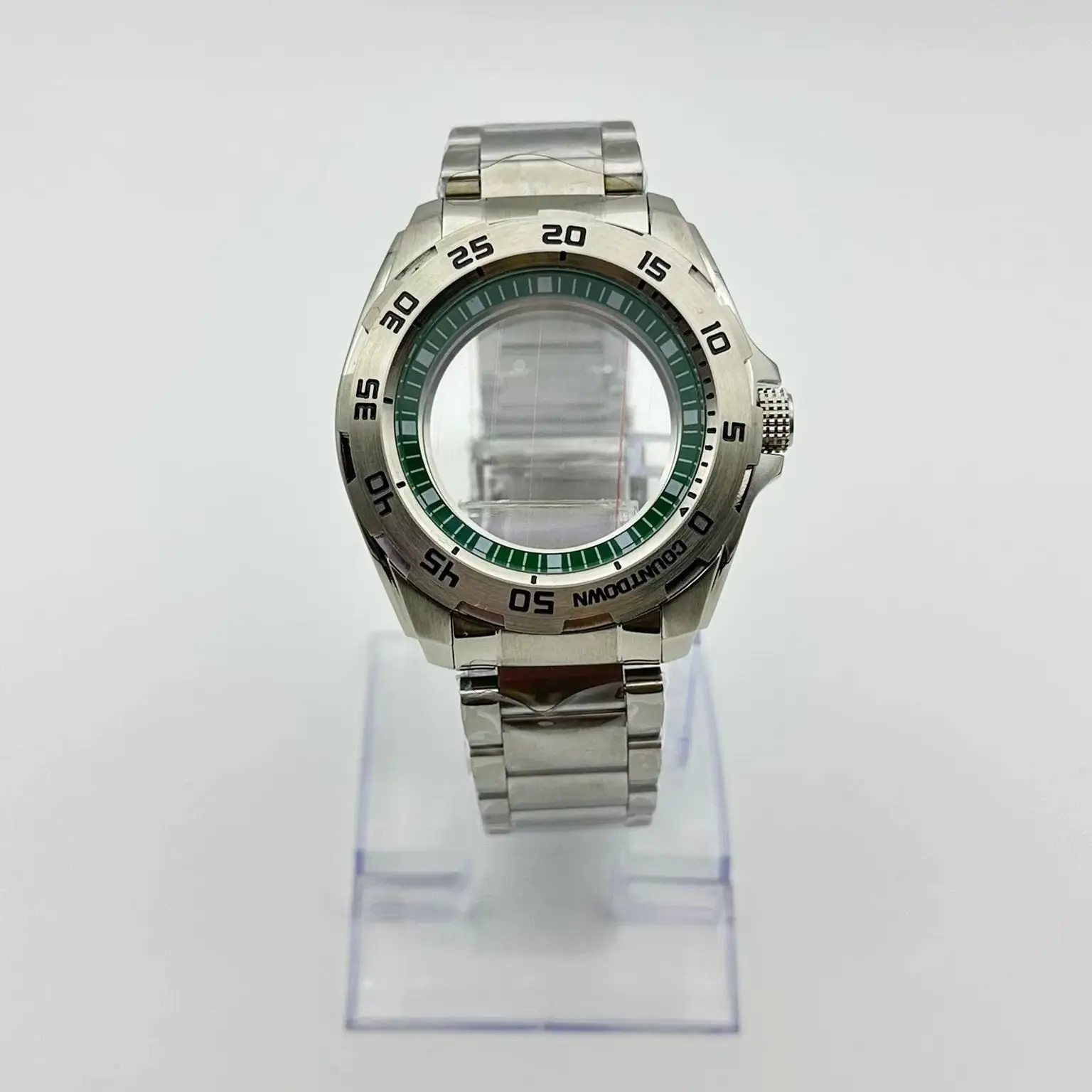 45.5mm Modified Monster Mechanical Watch Case Band, 316 Stainless Steel with Letter Pattern, Compatible with NH35/NH36 Movement