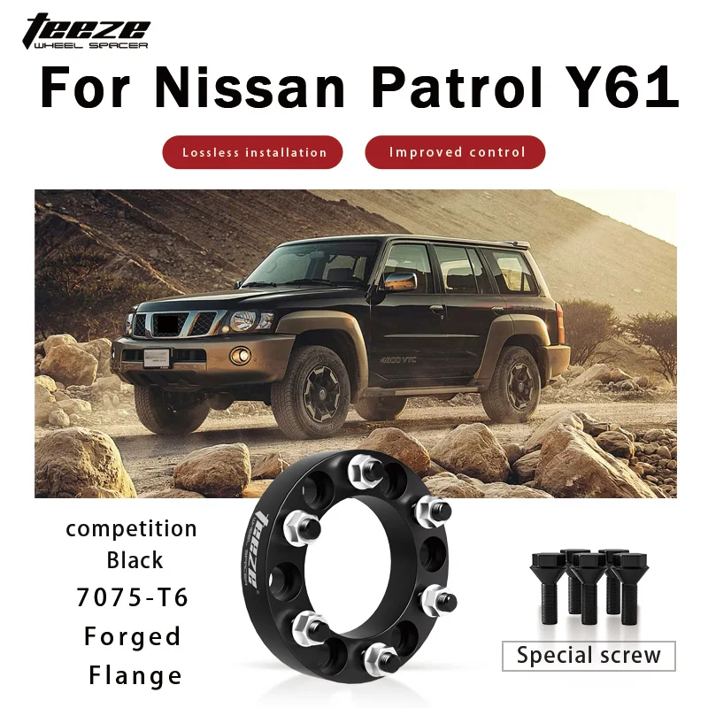 Teeze 2/4pcs 6x139.7 110.1mm M12x1.25 Hub Centric Black Forged Wheel Spacer For Nissan Patrol Y61 Flange Plate 25/30/35/38/50mm