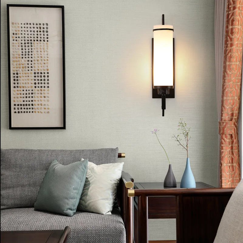 

New Chinese Style Wall Lamp Modern Simple Hotel Project Teahouse Model Room Corridor Corridor Lamps Living Room Bedroom Lighting