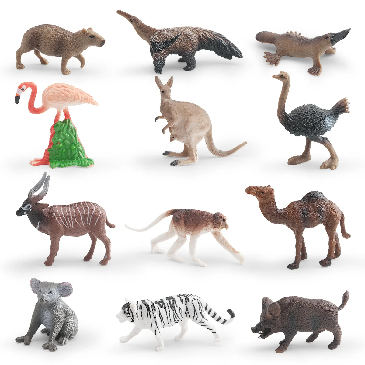 Cross-Border Simulation Wild Animal Models Camel flamingo kangaroo male wild boar anteater duck-billed platypus children's toys