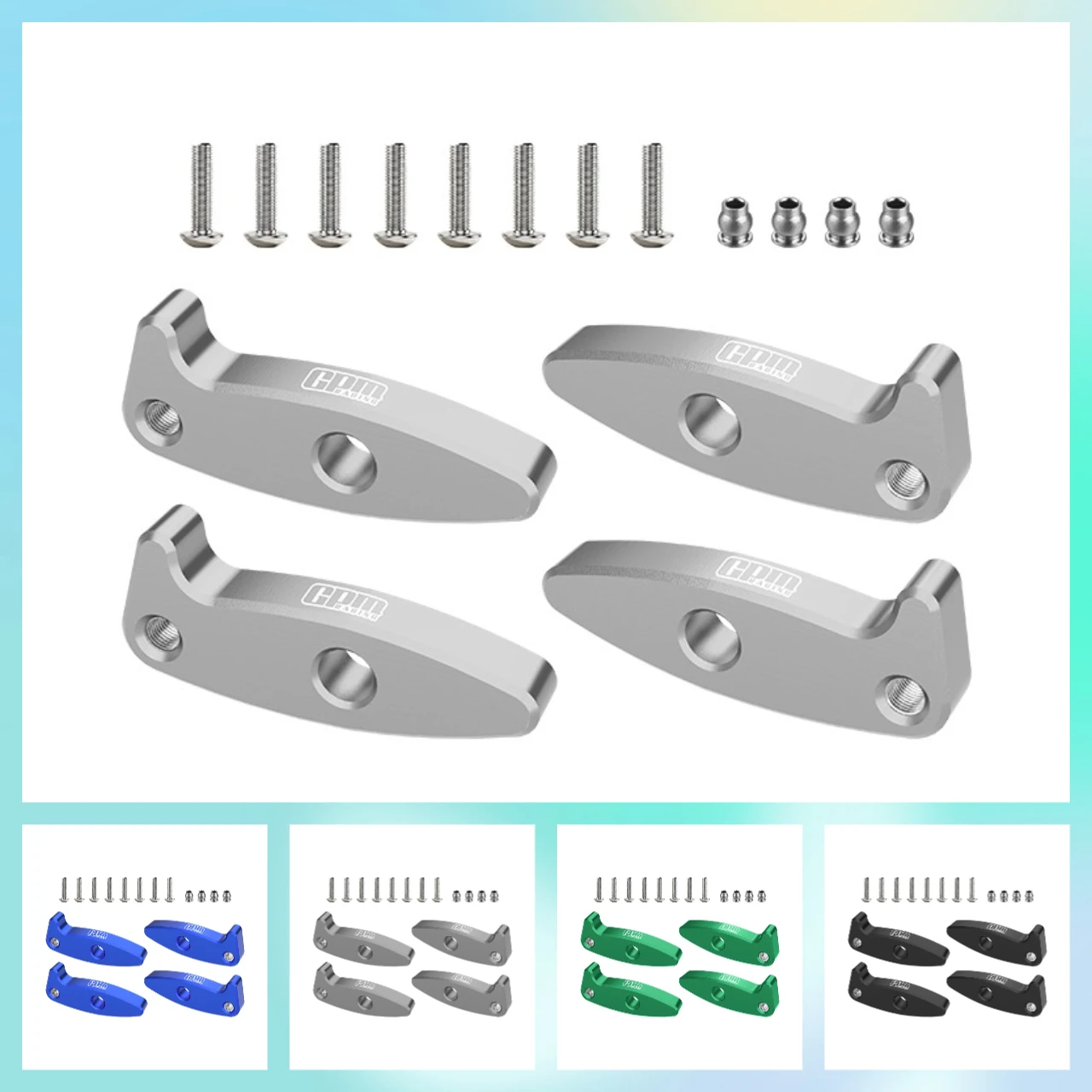 Estensioni Flessibili In Alluminio 7075-T6 CNC (Droop Flex Mod) Per Axial SCX24 Ford Bronco, Jeep Wrangler JLU E Chevrolet K10 - Kit Da 4 Pezzi In Nero