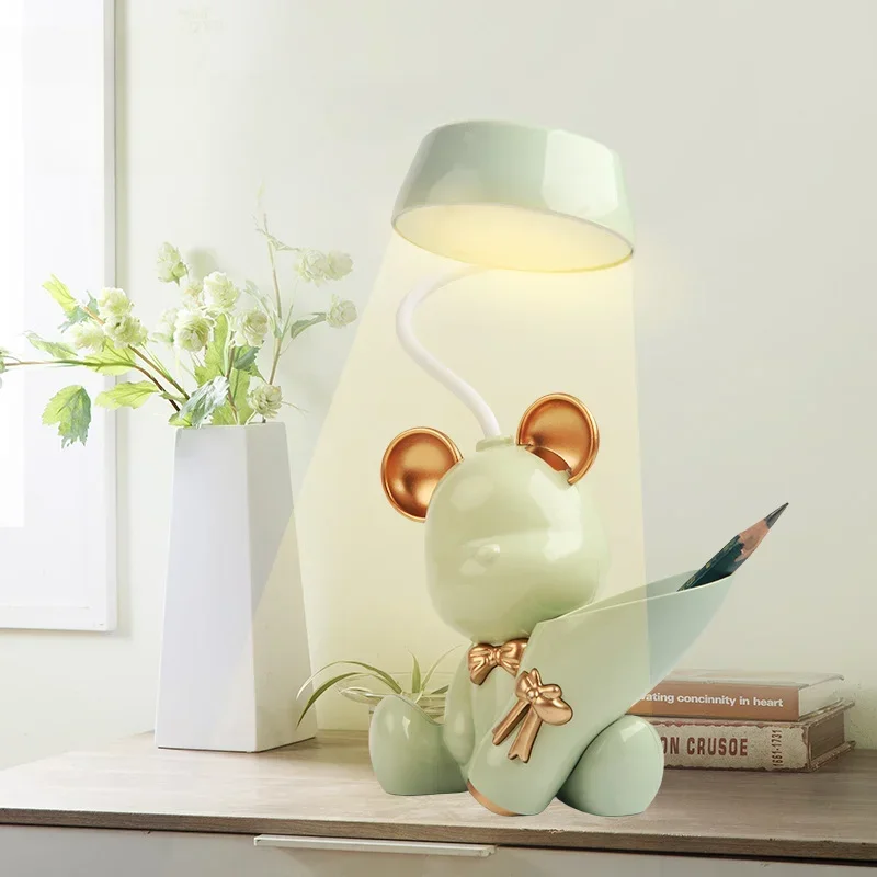 Cartoon Bear Rabbit Small Desk Lamp Folding Charging Eye Protection Desk Lamp Children'S Learning Reading Desk Lamp