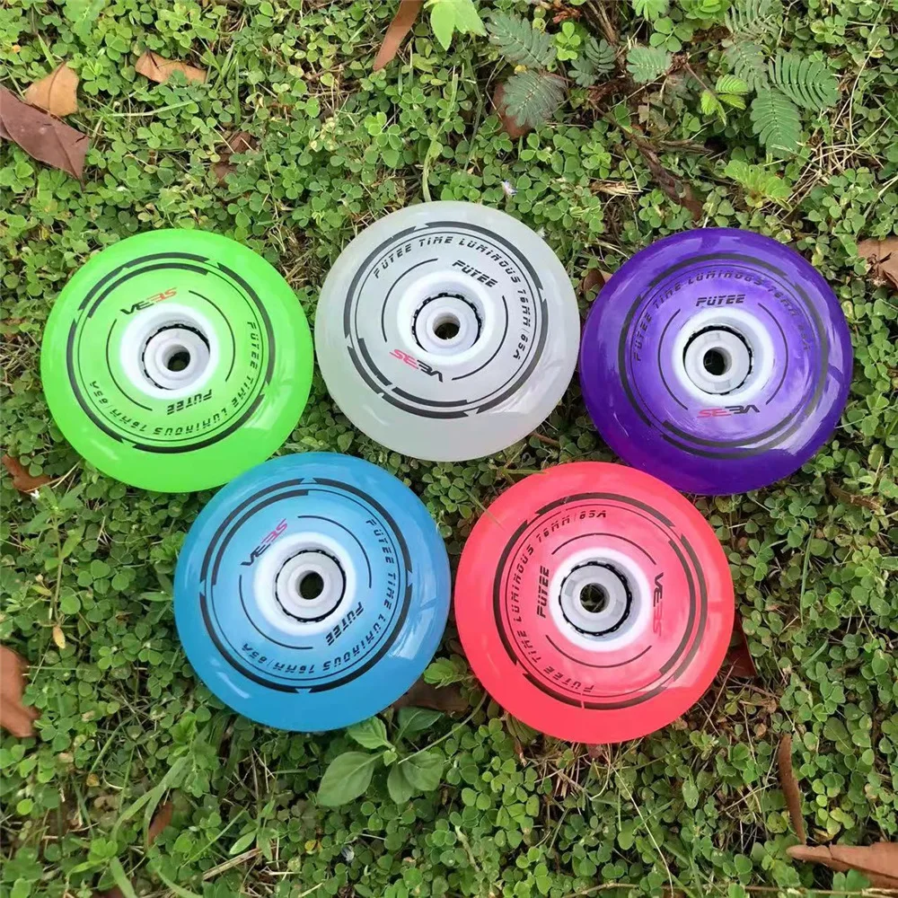 

4pcs Original SEBA PUYEE LED Shine Inline Skating Wheel 72 76 80 Roller Skates Tires Thick PU Meat 4 Beads Flash Rodas 608 85A