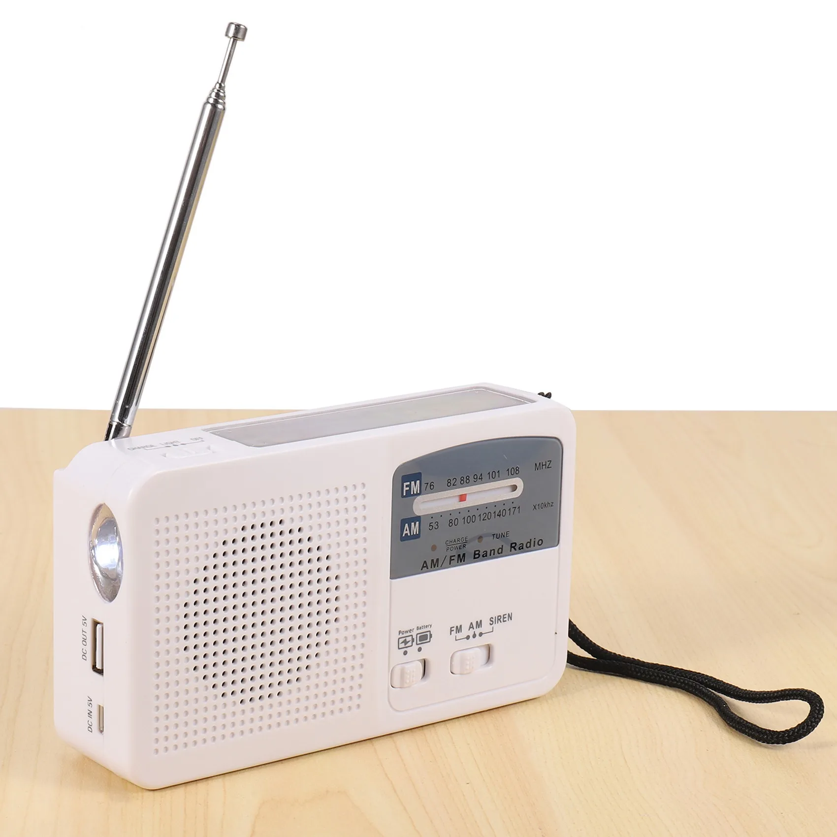 Radio de emergencia con manivela Solar y manual, autoalimentada, batería, carga USB, Radio FM/AM, linterna LED, cargador de teléfono