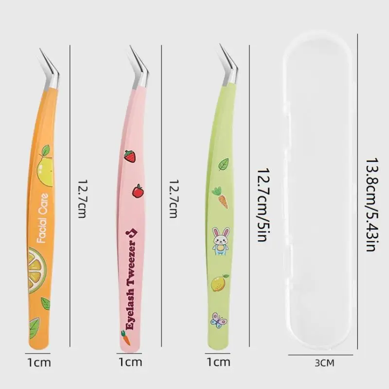 Pinzette per ciglia finte colorate in acciaio inossidabile Strumento per trucco con pinzette per estensione ciglia professionali antistatiche ad alta precisione