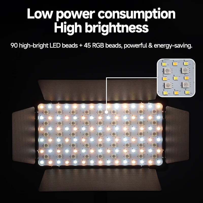 Miaotu RGB LED Video Light 2700K-6500K، إضاءة تصوير قابلة للتعتيم مع بطارية قابلة لإعادة الشحن، CRI95+ لـ YouTube/TikTok/Outdo