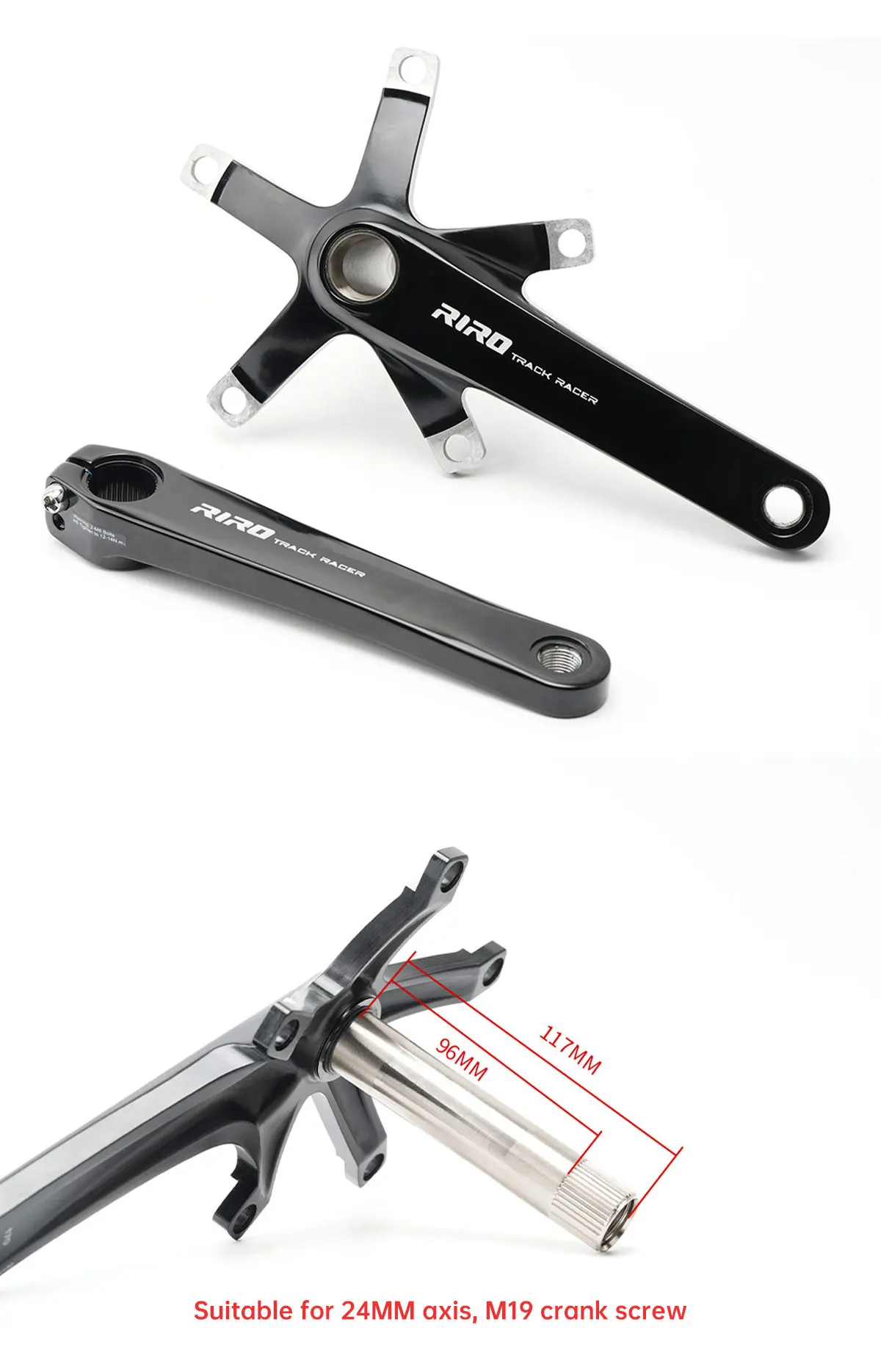 RIRO Superleichte Rennrad-Kurbelgarnitur aus Aluminiumlegierung, Hollowtech 144 BCD, Single-Speed Fixed-Gear-Fahrrad mit 51T Kettenblatt – Detail 11