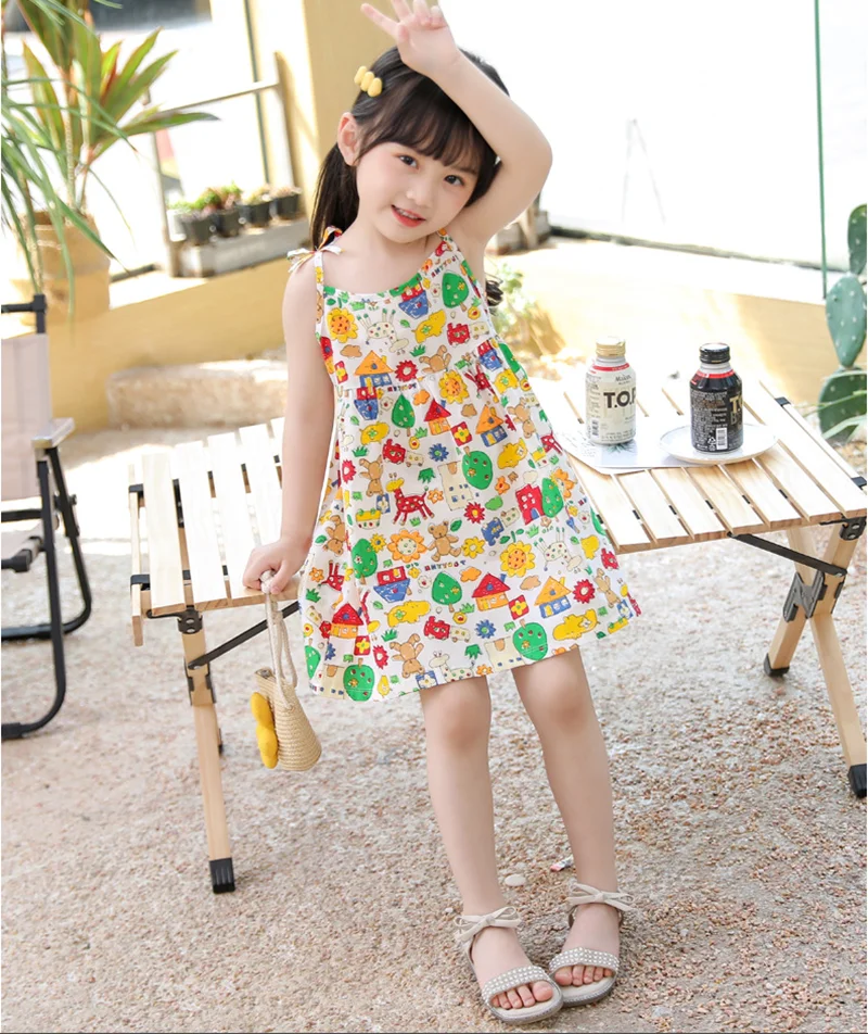 

new summer children kids girls fashion cartoon sleeveless dress