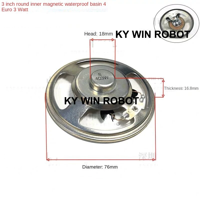 

2pcs/lot New Ultra-thin speaker waterproof 4 ohms 3 watt 3W 4R speaker Diameter 76MM 7.6CM thickness 16.8MM IC Electronic compon
