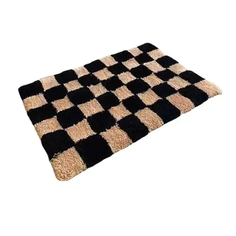 

【LAST CHANCE】Modern Simple Checkerboard Flocking Household Thickened Square Carpet Toilet Bathroom Door Absorbent Dirty Non-Slip