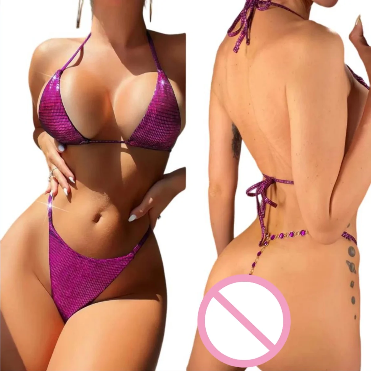 Sexy Diamond Extreme String Mini Micro Bikini Women Swimwear Female Swimsuit Two-piece Bikini Set Bather Bathing Suit Swim V5180