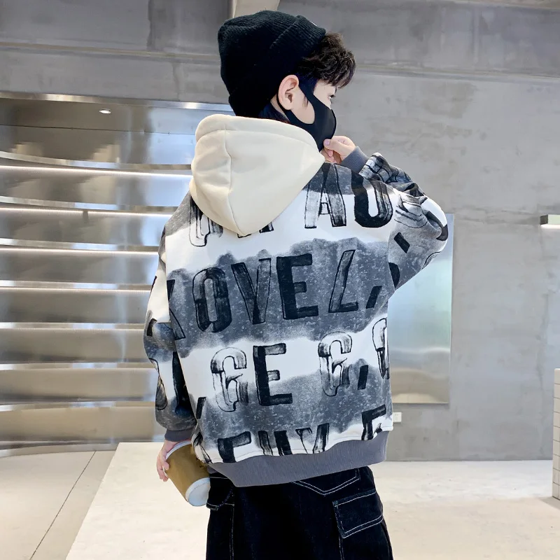 2025 Autumn Kids Children New Product Hoodies and Sweatshirts with Letters For Teen Boy Casual Spring Clothing 5 7 9 11 13 14 Y