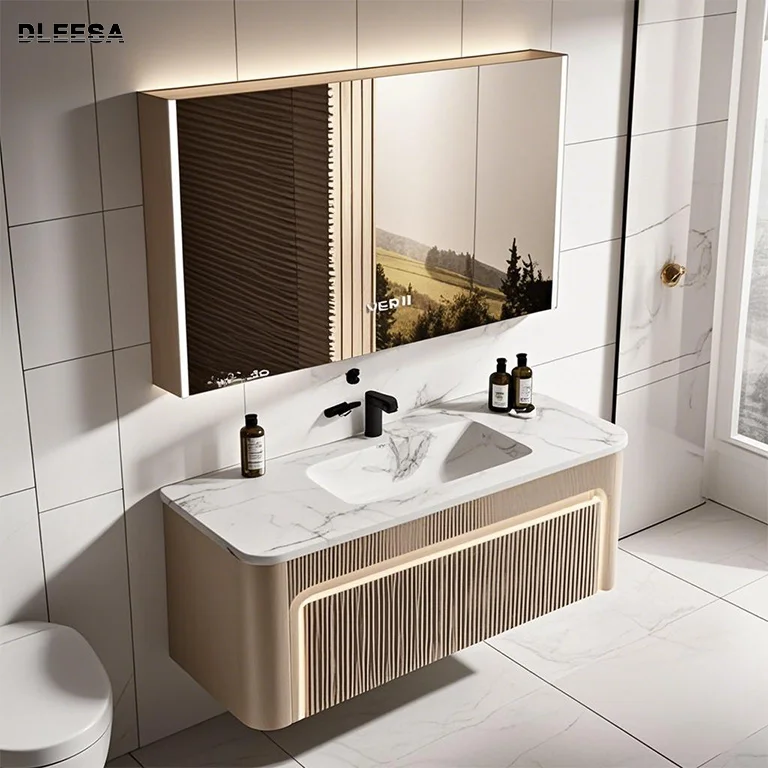 

Modern Latest Wooden Bathroom Vanity Units With Sink Cabinet Wall Mounted Waterproof Bathroom Cabinet Set Customizable