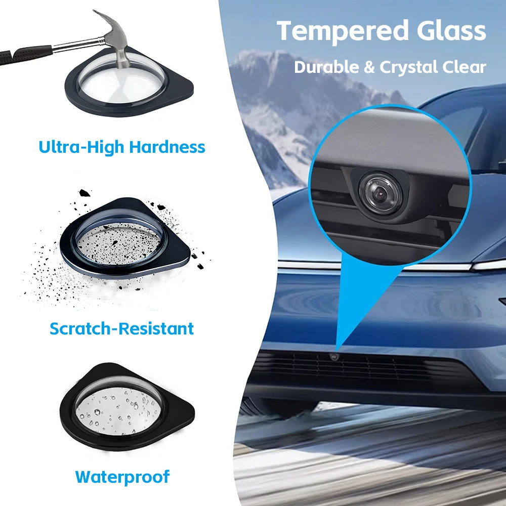Anti-Scratch Front Camera Cover Shield 9H Tempered Glass for Tesla Model 3 Highland 2026 Model Y 2025+ HW4 Rainproof Guard Case