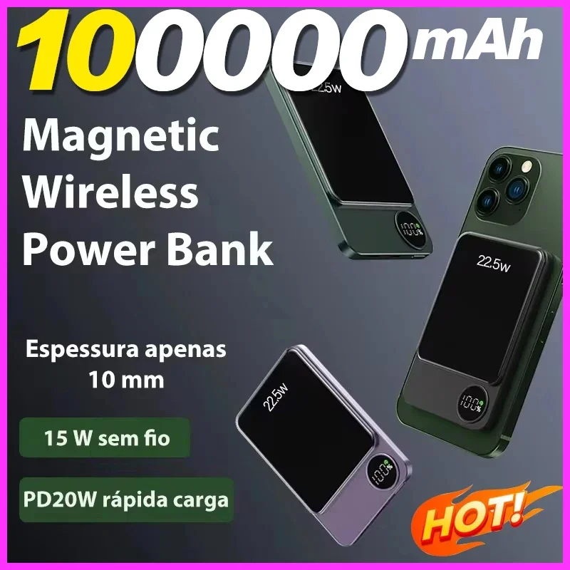 LED Wireless Power Bank 20000mAh Magnetic TypeC Fast Charger Portable For iPhone15 14 13 Xiaomi Samsung All Magsafe Series Phone