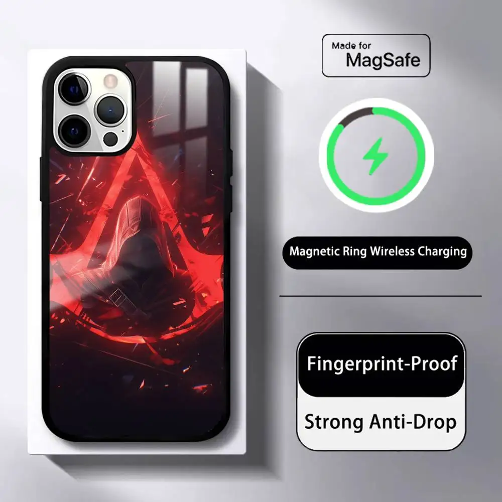 حافظة لهاتف آيفون 16 15 14 13 12 11 Pro Max Plus غطاء شحن لاسلكي مغناطيسي صغير Magsafe من A-Assassins Creed #2