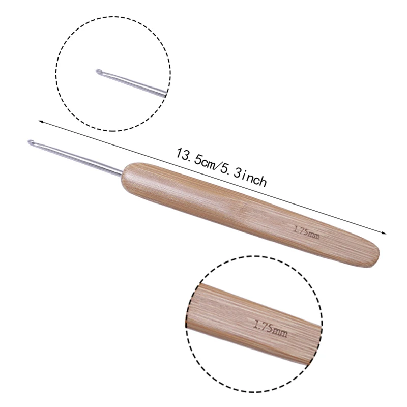 MIUSIE 10pcs Bamboo Handle Craft Needle Home Use Crochet Hooks Set Portable Sweater Knitting Multi Size Ergonomic Sewing Tools