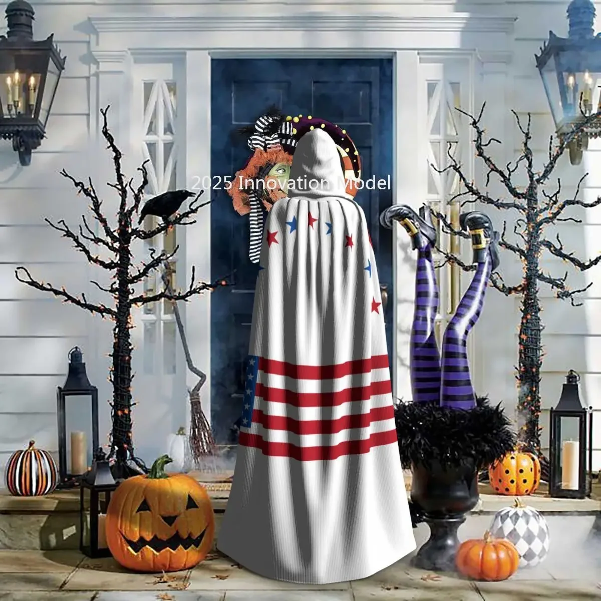 2025 New American Flag Unisex Adult Cloak with Hood Long Witch Costume Cosplay