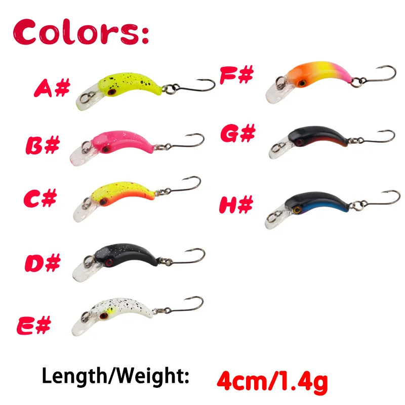 1 PCS Wobbler Fishing Lure Mini Crankbait RICE Trout 40mm 1.4g 8 Colors Freshwater Minnow Crank Artificial Hard Bait Pike Tackle