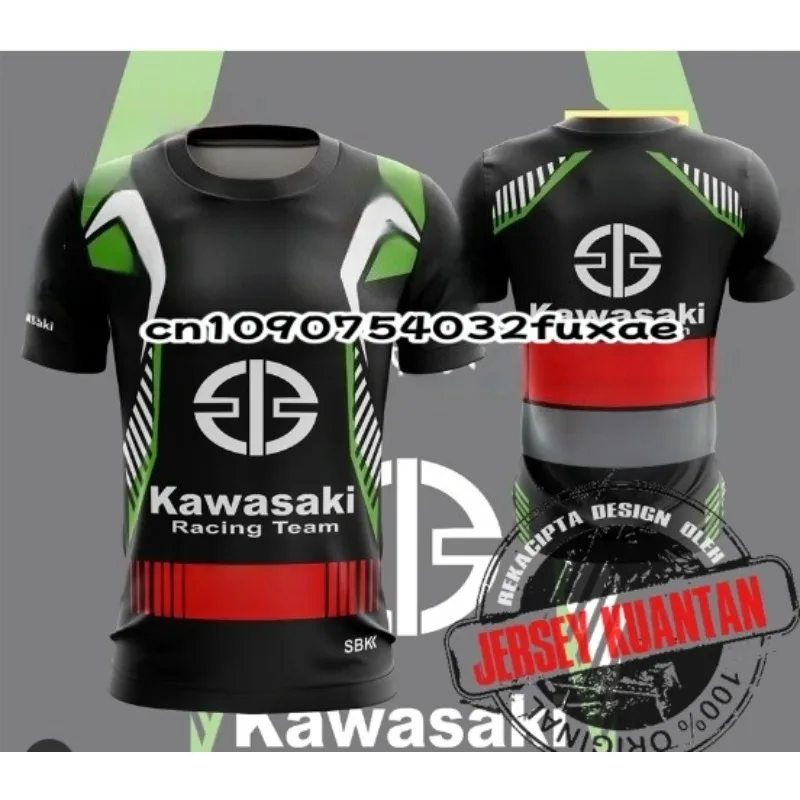 

25Мужская футболка Kawasaki, мотоциклетная футболка, летняя футболка, футболка для верховой езды, солнцезащитный крем, быстросохнущая футболка с 3d принтом, впитывающая пот