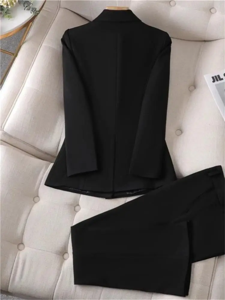 Elegant Black Double-Row Buttoned Casual Women's Suit Jacket Professional Workwear Top High Quality Chinese Manufacturer