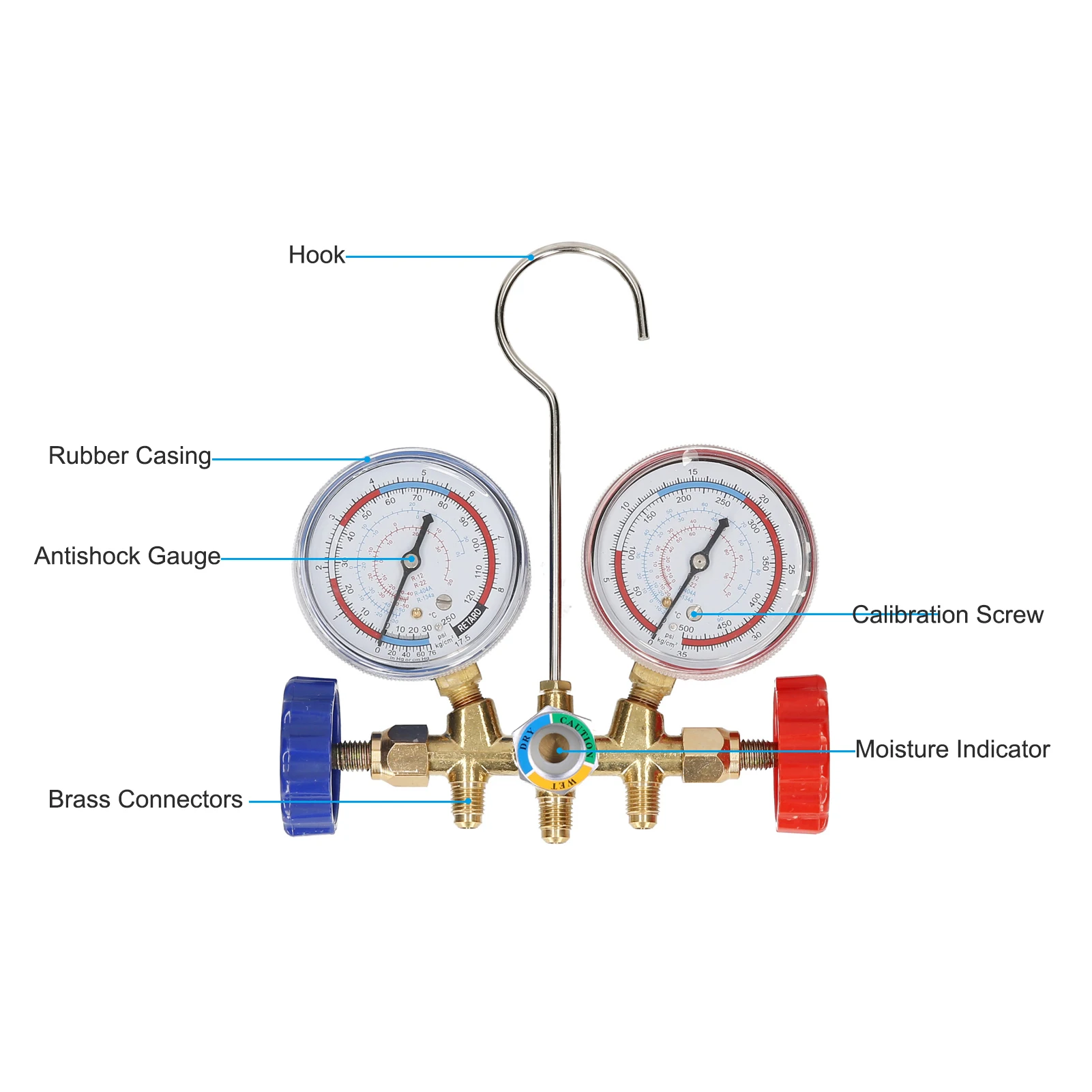 2021 r134a set Refrigerant Manifold Gauge Set Air Conditioning Tools with Hose and Hook for R12 R22 R404A R134A Air Condition