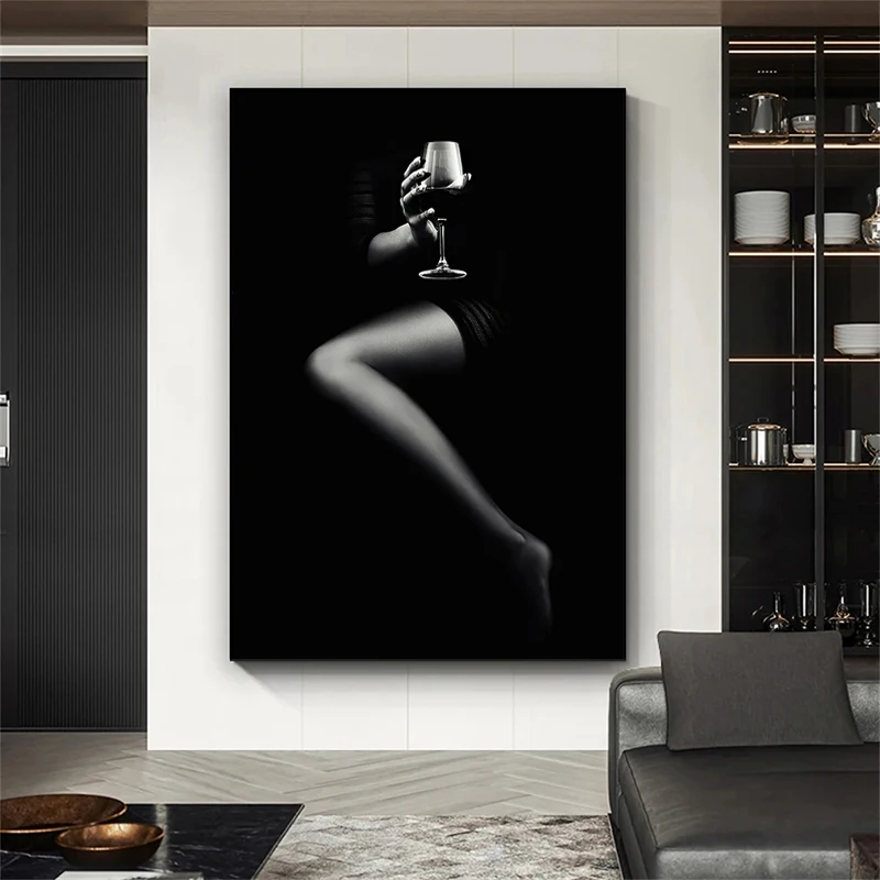 Sexy Black and White Woman Poster and Print Canvas Painting Girl Body Art Wall Picture for Modern Bedroom Home Decor Cuadros