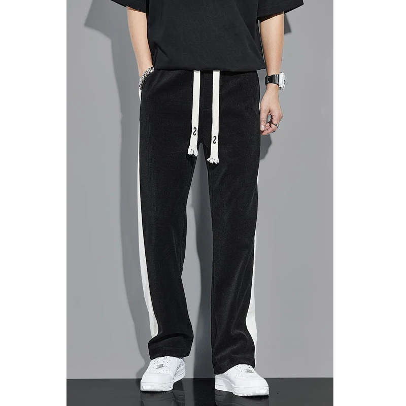 Autumn Winter Loose Casual Striped Straight Pants Man Joggers Sports Trousers Sweatpants Pantalones Hombre Harajuku Streetwear