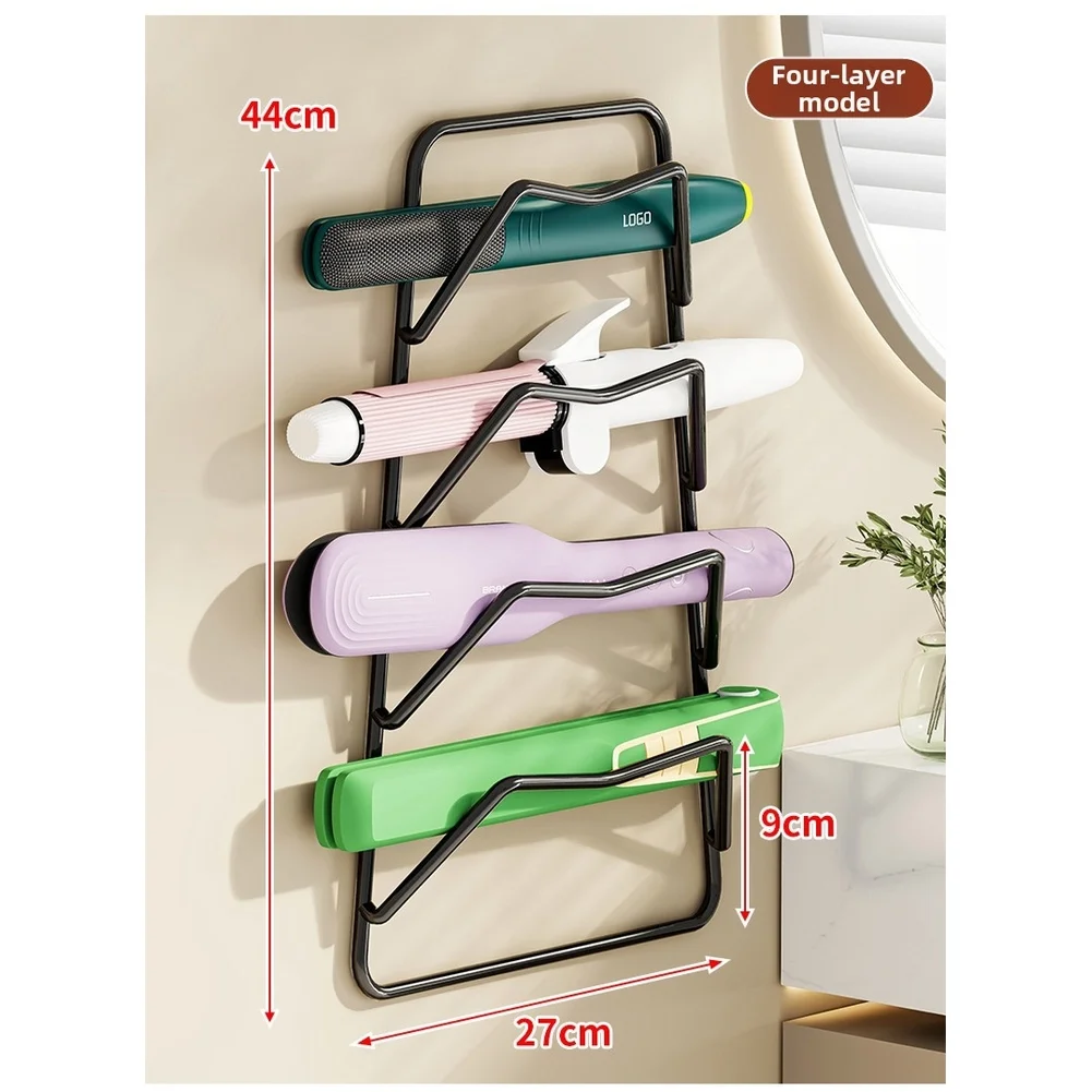 Rack for Organizing Hair Tools Like For Curling Iron and Straightener with Secure Wall Mount for Bathroom Area