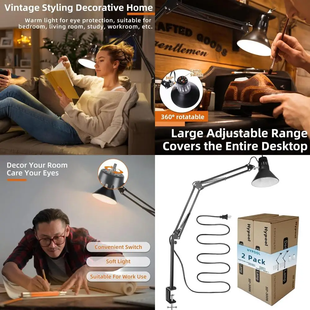 

Extra Tall Adjustable Gooseneck Desk Lamp with A19 LED Bulbs for Home Office, Eye-Care, and Workbench, 3000K-5000K Temperature