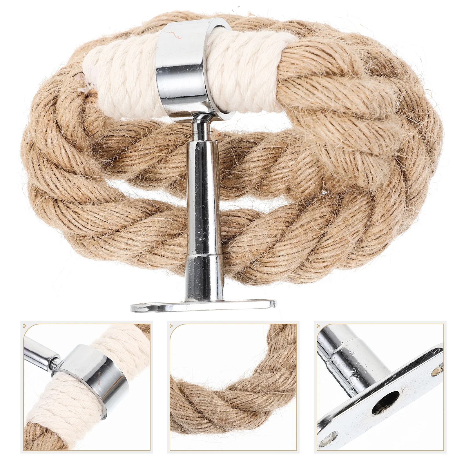 Bathroom Towel Rope Iron Towel Ring For Bathroom Holder Wall Mounted Space Saving Bedroom Kitchen Retro Style Jute Hanger