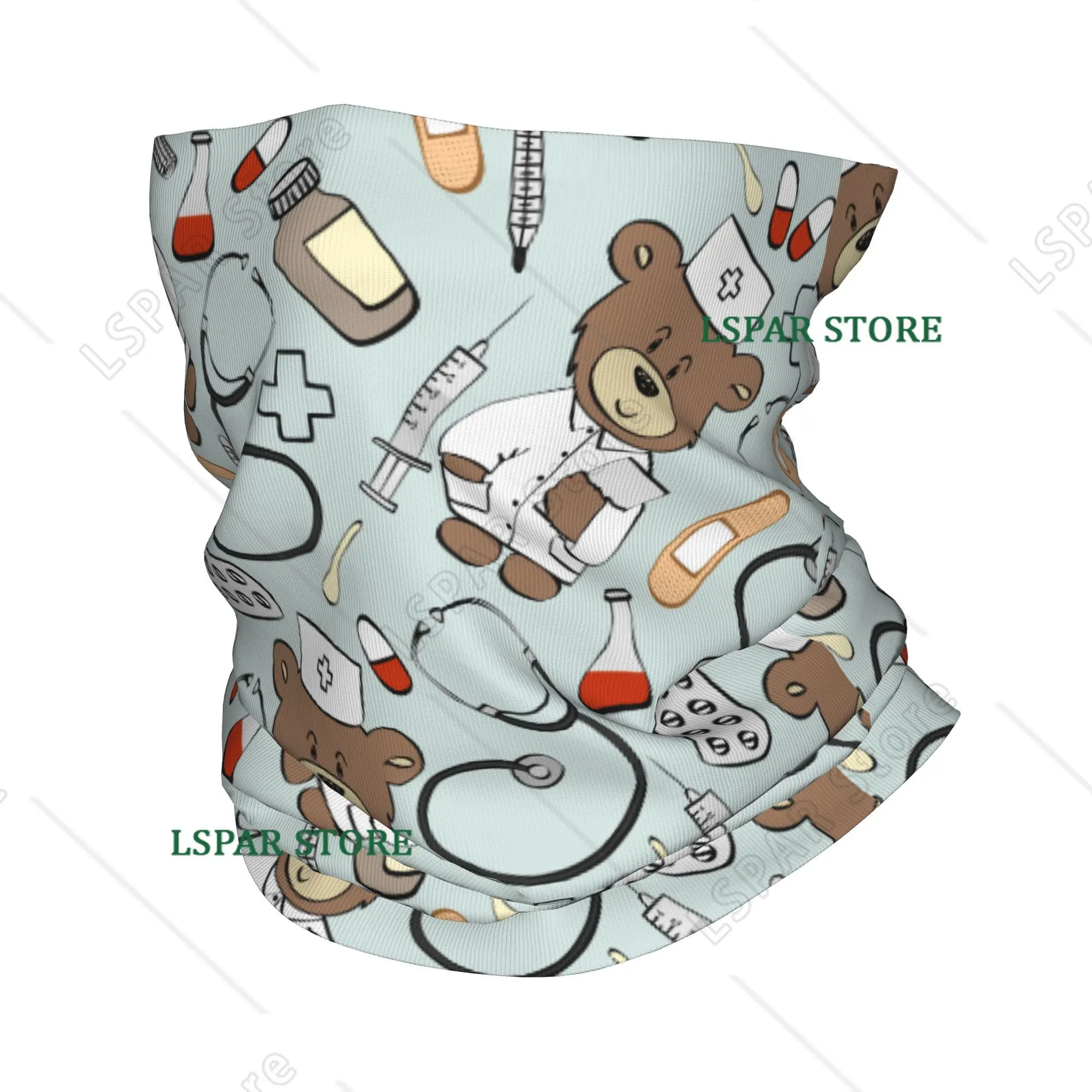 

Зимний многофункциональный шарф-бафф/гетр с индивидуальным дизайном медсестры и банданой с медведем, для мужчин и женщин, для лыжного спорта, защиты лица и шеи, для медперсонала