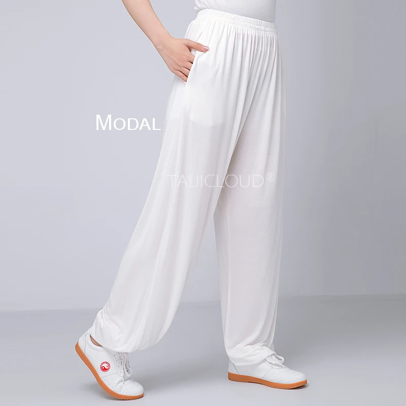 سراويل تدريب تاي تشي لعام 2024 للنساء/الرجال - سراويل حريم صيفية من القطن المشروط مع أساور مدببة وفضفاضة مناسبة للفنون القتالية