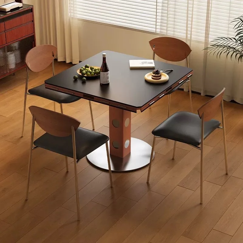 

Bauhaus antique solid wood folding dining table variable round table 2025 new square retractable American round