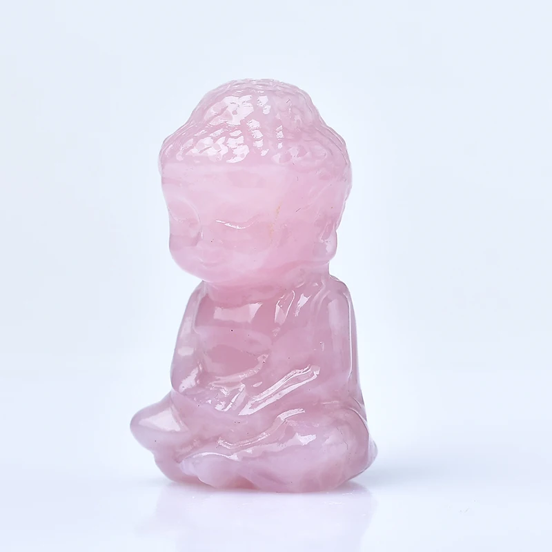 5cm Natural Crystal Rose Quartz Hand Carved Baby Buddha Figurine Healing Crystal Crafts Fengshui Home Decor Christmas Present1pc