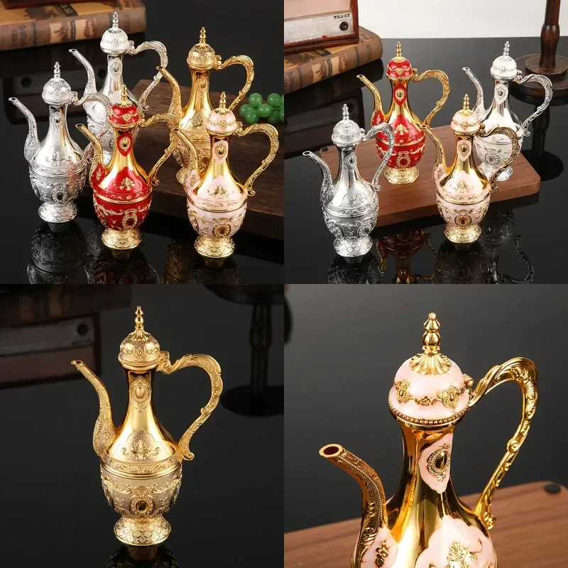Retro European Alloy Wine Decanter Luxury Creative Home Bar Ornament Wedding Spirit Cup Decor