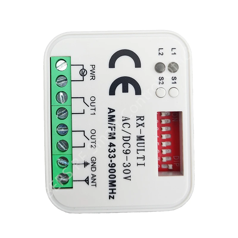 Universal Garage Door Remote Control Receiver 2 CH Controller Switch For 433 900 MHz Transmitter Multi Frequency 300-868MHz